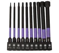 10pcs Screwdriver Bit Set with 1/4in Hex Shank, Magnetic Tips for Impact Wrench, Includes 100mm and 50mm Lengths, Metric Sizes 1.5-8mm, for Home and Automotive Repair