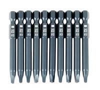 10pcs Screwdriver Bits Kit S-2 Alloy Steel Square Drill Bit Robertson Bits #2 Head 6.3mm 1/4" Hex Shank Magnetic 65mm 3mm Head S-2 Alloy Steel Square