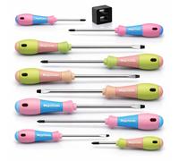 10PCS Screwdriver Set, Magnetic, 5 Phillips and 5 Flat Head Tips (Candy colors)