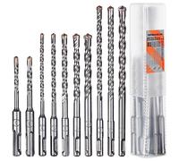 10Pcs SDS Plus Rotary Hammer Drill Bit Set, 5mm-12mm SDS Masonry Drill Bit | 4-Cutter Tungsten Carbide Tip, 5mm/6mm x 110mm, 5/6/8/10/12mm x 160mm, 8/10/12mm x 210mm for Wall Stone Concrete Brick Cement