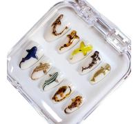 10Pcs Sea Shark Press On Nails, Ocean Inspired Almond Nail, With 3D Octopus Shell Decor Fake Tips