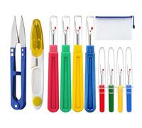 10PCS Seam Ripper Set, Big and Small Stitch Unpicker Tools with Thread Cutters & Scissors, Transparent Red & Green Seam Rippers, Large & Small Stitch Removers, with Storage Bag for Sewing and Crafts
