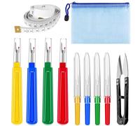 10Pcs Seam Ripper Unpicker Kit, Big & Small Stitch Remover Set with Scissors Storage Bag, Thread Cutter Sewing Tool for Tailor Dressmaker DIY Craft Gift