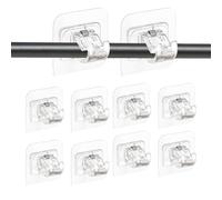 10Pcs Self-Adhesive Curtain Hooks Rod Brackets - No Drill Nail Free Adjustable Drapery Holders for Bathroom Shower Windows Swinging Doors Curtain Pole Accessories Hotel Home Use