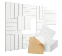 10Pcs Self-Adhesive Sound Proofing Panels - 30x30x0.9cm White Acoustic Wall Panels Square Foam Sound Absorbing Panel High Density Insulation for Recording Studio Home Game Room Office