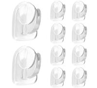 10Pcs Self Adhesive Sticky Hooks, Clear Plastic Stick on Hooks Heavy Duty for Hanging, Bathroom Kitchen Door Wall Shower Hook Stick on (Nano No Trace Adhesive)