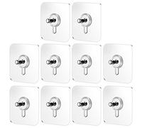 10pcs Self Adhesive Wall Screw Hooks， Punch- Wall- Mounted Screw Hook, Seamless Transparent No Nails Hooks for Bathroom Kitchen, Load- Bearing up to 5kg