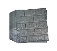 10PCS Self Adhesive Wall Tiles Brick Effect Wall Panels 38×35cm Brick Wallpaper Wall Panels Foam DIY Waterproof PE Foam Panel Thicken Wall Stickers for Kitchen Wallpaper Bathroom Silver Gray