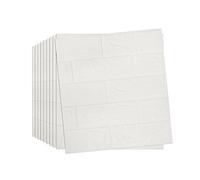 10PCS Self Adhesive Wall Tiles Brick Effect Wall Panels 38×35cm Brick Wallpaper Wall Panels Foam DIY Waterproof PE Foam Panel Thicken Wall Stickers for Kitchen Wallpaper Bathroom White