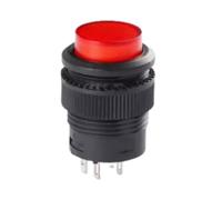 10pcs Self-Locking Round Pushbutton R16-503AD 4-Pin 16mm 250V 3A Yellow Push Button for DIY Projects and Electrical Applications(Red)