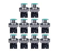 10PCS Self Resetting Push Button Switch, 22mm Flat Head Start Stop Button Switch, Aluminum Alloy AC240V Industrial Control Switch for Machinery, Automation, and Panel