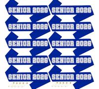 10Pcs Senior 2026 Sashes - Blue Satin with Silver Glitter Letters Sashes, Class of 2026 Sash for Graduation Party, Senior Cheer Sashes, Cheerleader Sash, Class Competition Sashes