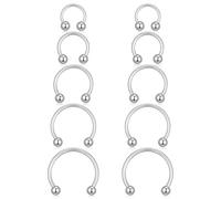 10pcs Septum Piercing Jewellery 16g Septum Ring Silver Horseshoe Nose Ring