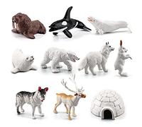 10Pcs/Set Arctic Animal Resin Model Miniature Seals Walruses Polar Bear Fox Rabbit Whale Reindeer Figurine Micro Landscape Fairy Garden Decor