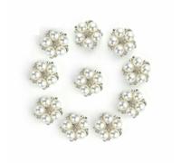 10pcs/Set Flower Rhinestones Buttons Pearl Button Wedding Decoration DIY Alloy Diamante Cryustal Bow Accessories Decor Tools-1