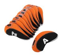 10Pcs/Set Golf Club Iron Head Covers Heads Protector Headcovers Compatible with Taylormade Ping Mizuno Titleist Callaway-Black&Orange Golf Gifts for Men