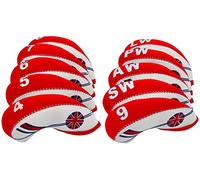 10pcs/set Golf Iron Head covers UK Flag Protective Case,White & Red | Headcover For Most Irons Brand Titleist Callaway Ping Taylormade Cobra Etc