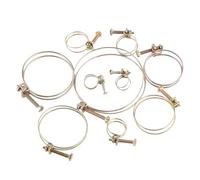 10pcs/Set Hose Clamps Adjustable Pipe Clamps Double Wire Hose Clip Clamps for Woodworking Hoop Plumbing Fastener Hardware 16-100mm(32mm)