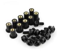 10pcs/Set Kit Motorcycle M5 15mm Metric Rubber Well Nuts Windscreen Fairing Cowl Aluminum Moto Screws Bolts(Black)