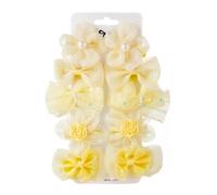 10Pcs/Set Lace Orangza Hair Clips Baby Girls Glitter Butterfly Wing Hairbows Pearl Flower Hairpins Hairgrips Princess Barrettes(Yellow -1)
