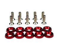 10pcs/set M6 Aluminum Hex Fasteners | Concave for Fender Washer Bolts for Car Bumper & Engine Modification - Lightweight Corrosion-Resistant Hardware for JDM Style Upgrades(Red)