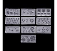 10Pcs/Set Moon Star Shape Silicone Mold Nails Art Carving Mold for Nail Decorations Maincure Tool for Girl Epoxy Epoxy Resin Dice Release Making Kit Box Sphere Kit Keychain