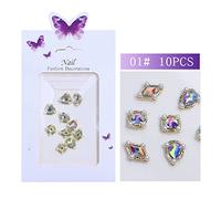 10Pcs/Set Nail Jewelry Luxury Alloy Art Rhinestones Crystal for Decor Rings Earrings