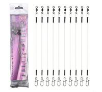 10pcs Set of Fishing Leaders Lines, Fluorocarbon Material with Roll Swivel for Superior Abrasion Resistance (9KG 20CM)