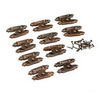 10PCS Set of Metal Latch Lock Clasps for Wooden Boxes and Small Cases, Antique Bronze Gold Finish with Screws (Silver)