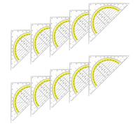 10Pcs Set Square Buil in 180 Degree Protractors Clear Set Square Geometry Drawing Ruler for Education and Professional Clear Drafting Tools Set
