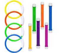 10Pcs/Set Swimming Pool Toys Includes 6Pcs Sinkies for Kids Swimming, 4 Pcs Dive Rings, Fun Dive Sticks With Numbers, Underwater Sinkers for Swimming Pool Sinkies