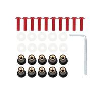10Pcs/set Windscreen Nut Bolt Washer Screw Fairing Screen Fasterners Motorbike Windshield Fasterner Kit M5 X 15mm(Red)