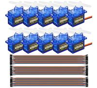 10Pcs SG90 Micro Servo Motor 9G Servo with 120pcs Du-pont Wire 40pin Male to Female, 40pin Male to Male, 40pin Female to Female Breadboard Jumper Wires for Arduino RC Robot Smart Car