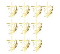 10pcs Shatterproof Gold Crossed Insert Doves Cake Toppers Decoration For Spiritual Occasion And Gatherings