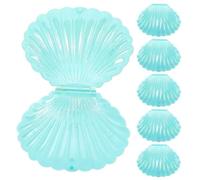 10pcs Shell Shaped Hinged Trinket Box, Pearlescent PP Gift