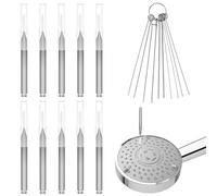 10pcs Shower Head Cleaners, with 10pcs Steel Picks Anti-Clogging Shower Head Cleaning Brush Tiny Crevice Cleaner Tool for Small Holes Gaps Nozzle Window Slot Household Bathroom (Gray)