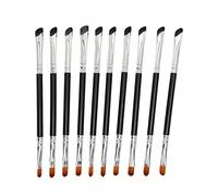 10pcs Sickle Eyeliner Brush Double Ended Detail Brush for Precise Makeup Application - Soft Synthetic Fibres, Comfortable Wooden Handle