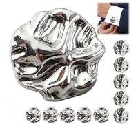 10PCS SIL/ver Buttons,12MM Luxury Wrinkle Buttons,Premium Decorative Vin/Tage Design Button for Men & Women,Sewing Button Replacement,Graceful,Beautiful,Fashionable,SIL/ver