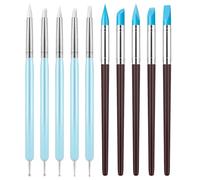 10Pcs Silicone Clay Sculpting Tools, Double-Ended Clay Modelling Tools Set Soft Rubber Tip Clay Carving Pen Rubber Paint Brush for Ceramic Pottery Sculpture Fondant Craft