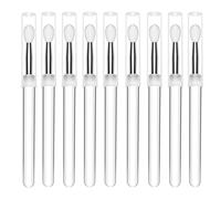 10Pcs Silicone Nail Art Powder Applicator Stick Nail Art Transparent Brush Eyeshadow Lip Brush Applicator with Transparent Handles and Caps Cosmetic Brush for Nail Powder and Lip Colors, Multicolor