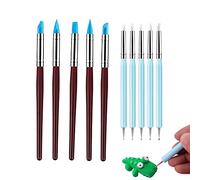 10Pcs Silicone Polymer Clay Sculpting Tools Set Pen Rubber Tip Carving Pen Brush Dotting Tool Clay Modelling Tools Polymer Clay Tools for Pottery Sculpture Cake Fondant Decoration, Blue