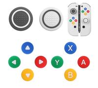 10Pcs Silicone Thumb Grips for Nintendo Switch/OLED, Cross D-Pad Button Caps, ABXY Key Buttons Sticker and Joystick Cover Caps Thumbstick- Color and Sesame Gray