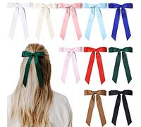 10PCS Silky Satin Hair Bows Hair Clip Ribbon Accessories Ponytail Holder Slides Metal Clips French Barrette Hair Bow for Women Girls Toddlers Teens Kids