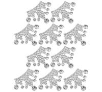 10pcs Silver Crown Shaped Crystal Alloy Hair Accessories | Easy to Install, Bright Crystal Finish, for Wedding Bouquets, Bracelets, Holiday Handmade Projects