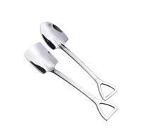10Pcs Silver Dessert Spoon Set, 4.8" Shovel Shape Stainless Steel Spoons, Ice Cream Fruit Spoon for Home, Kitchen or Restaurant Dessert Spoons Flatware