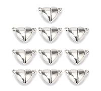 10Pcs Silver Friendship Heart Charm Necklaces,Metal Love Buckle Pendant Heart Shape Necklace Clasp Closures Bracelet Extender Jewelry Clasps Jewelry Findings