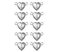 10Pcs Silver Friendship Heart Shape Necklaces, Metal Love Buckle Pendant, Necklace Clasp, Bracelet Bracelet, Necklace DIY Wedding Jewelry Accessories