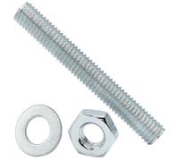 10pcs Silver M8 All Thread Lamp Rod Repair Hardware Parts Kit, Galvanized Iron Hollow Lamp Pipes with Hex Nuts & Washers for Chandelier Ceiling Light(60mm)