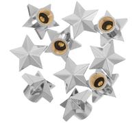 10pcs Silver Star Shape Tire Valve Cap for Cars and Motorcycles | Screw on Design, ABS and Stainless Steel Build, Decorative Look for Standard Stems