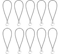 10Pcs Silver Tone Black Lanyard Strap,Split Ring Cell Phone Charm and Clasp for Phone,MP3,USB Flash Drive,Keys,Multi-Device Durable Cord, Keychain and Tech Accessories